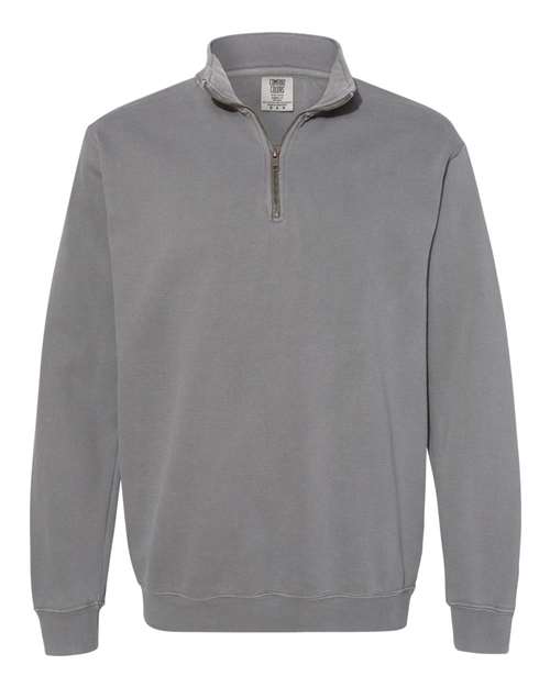 Unisex Garment-Dyed Quarter-Zip Sweatshirt - Grey Front