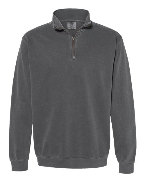 Unisex Garment-Dyed Quarter-Zip Sweatshirt - Pepper Front