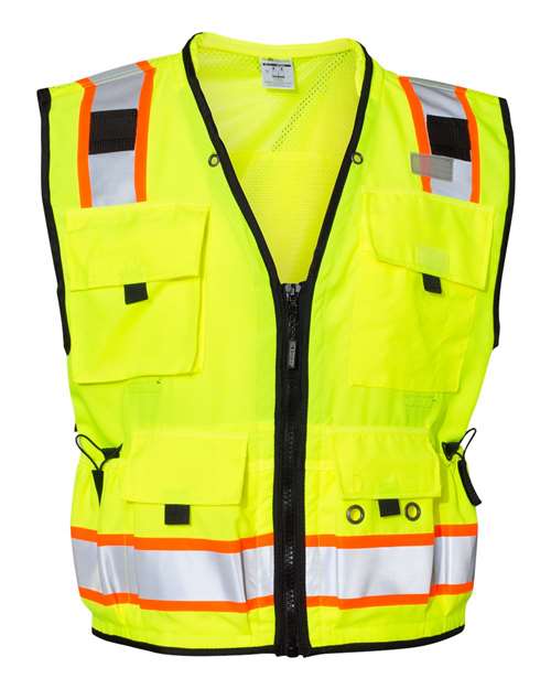 Unisex Professional Surveyors Vest - Lime Front