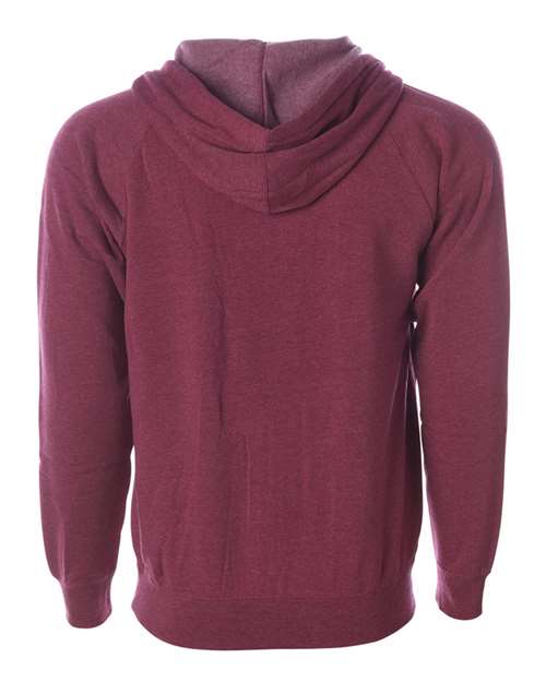 Unisex Special Blend Raglan Full-Zip Hooded Sweatshirt - Crimson Back