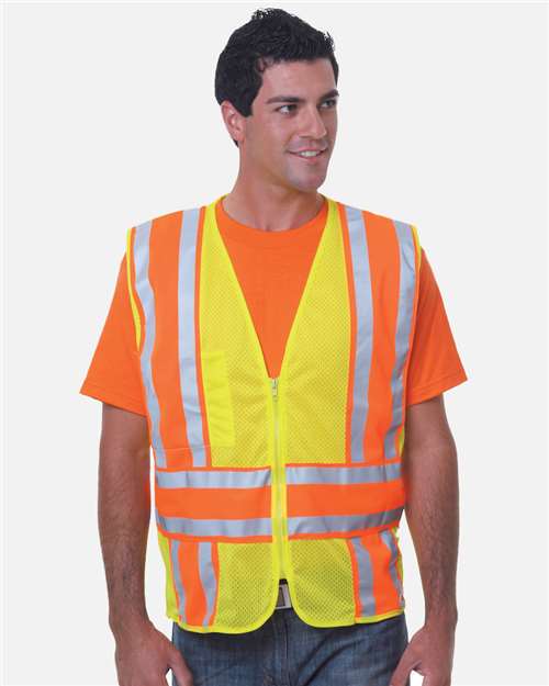 Unisex USA-Made ANSI Safety Mesh Vest - Lime Green Front