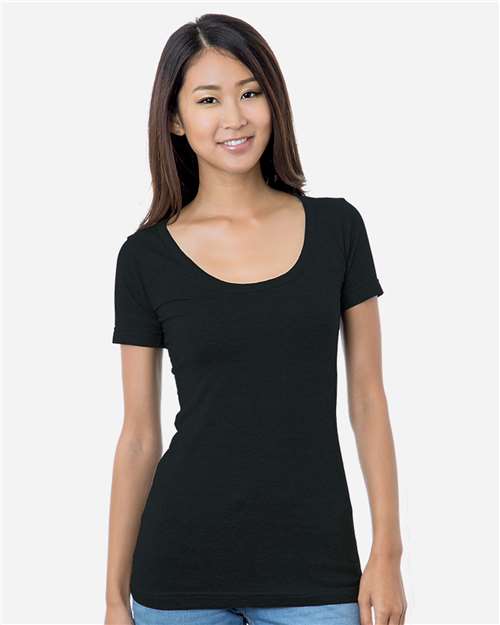 Women's USA-Made Scoop Neck T-Shirt - Black Front