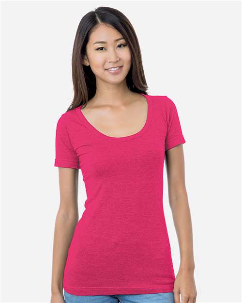 Women's USA-Made Scoop Neck T-Shirt - Bright Pink Front