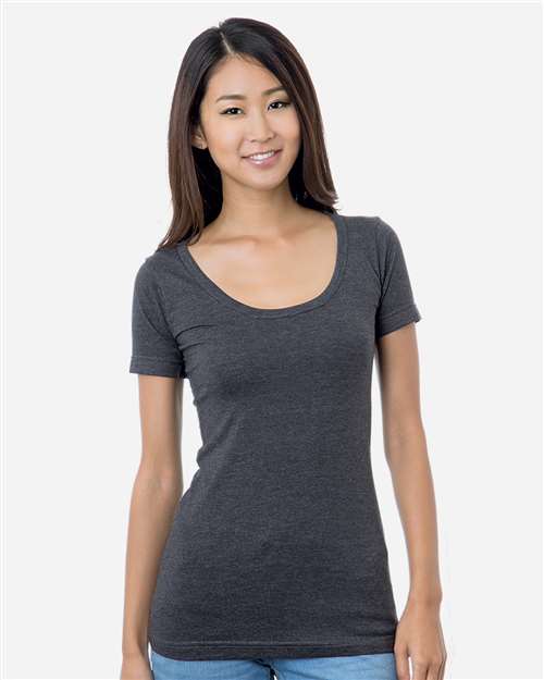 Women's USA-Made Scoop Neck T-Shirt - Heather Charcoal Front