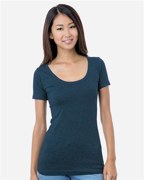 Women's USA-Made Scoop Neck T-Shirt - Heather Navy Front