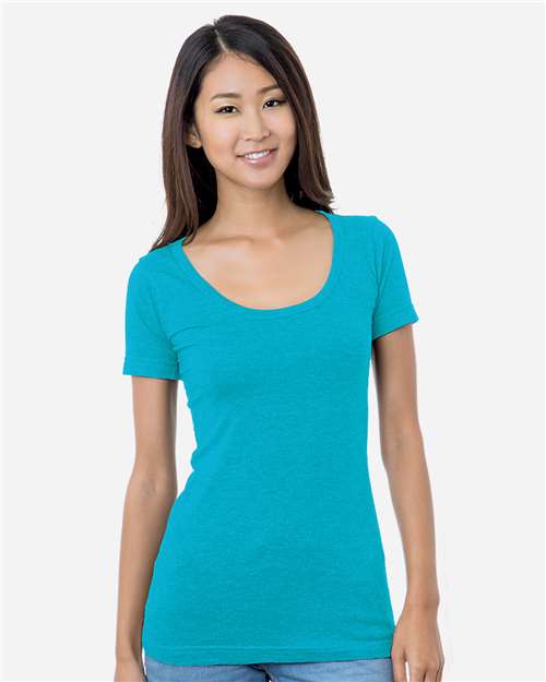 Women's USA-Made Scoop Neck T-Shirt - Turquoise Front