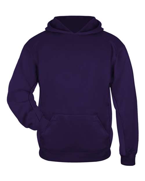 Youth Performance Fleece Hooded Sweatshirt - Purple Front