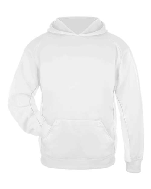 Youth Performance Fleece Hooded Sweatshirt - White Front