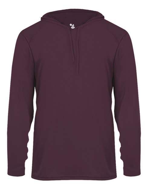 Unisex B-Core Hooded Long Sleeve T-Shirt - Maroon Front