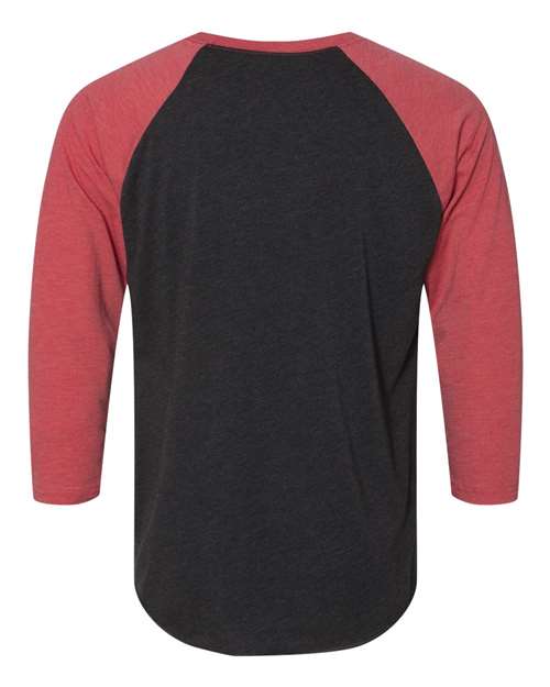 Unisex Triblend Three-Quarter Raglan T-Shirt - Vintage Red Sleeves/ Vintage Black Body Back