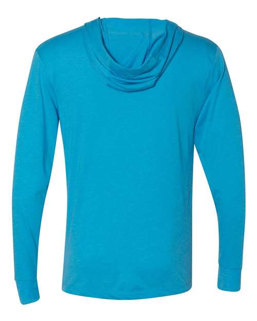 Unisex Triblend Hooded Long Sleeve Pullover T-Shirt - Vintage Turquoise Back