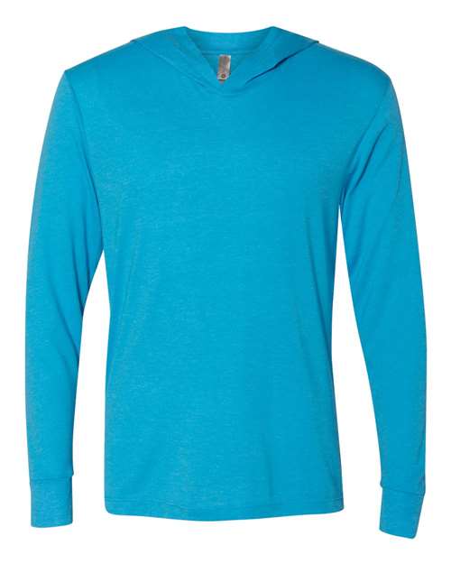 Unisex Triblend Hooded Long Sleeve Pullover T-Shirt - Vintage Turquoise Front
