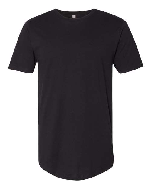 Men's Cotton Long Body T-Shirt - Black Front