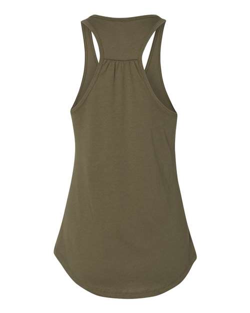 Women's Gathered Racerback Tank - Military Green Back
