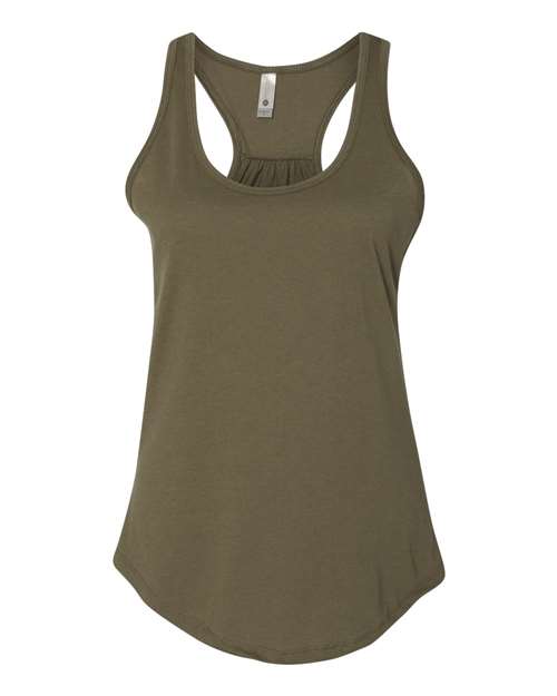 Women's Gathered Racerback Tank - Military Green Front