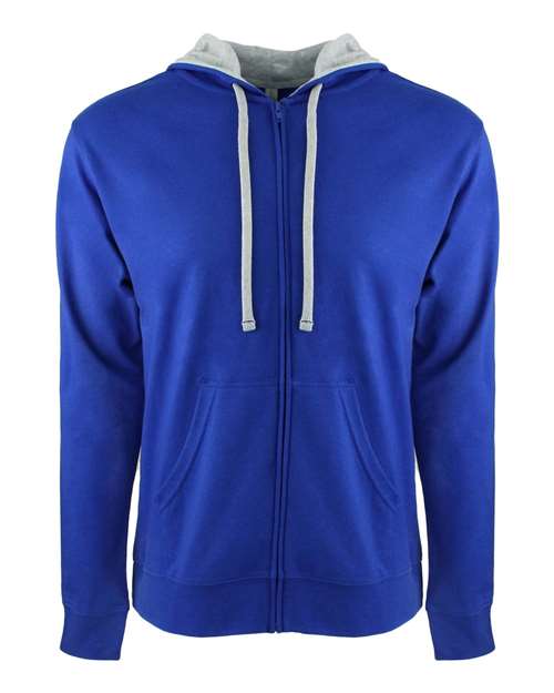 Unisex Laguna Full-Zip Hoodie Sweatshirt - Royal/ Heather Grey Front
