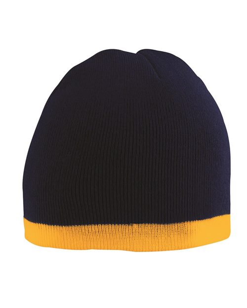 Two-Tone Knit Beanie - Black/ Gold Front