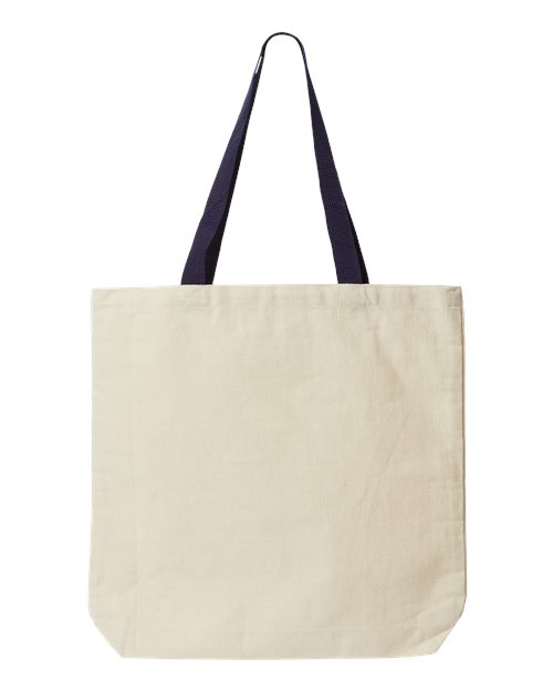Jennifer Cotton Canvas Tote - Natural/ Navy Back