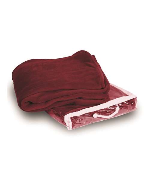 Micro Coral Fleece Blanket - Burgundy Front