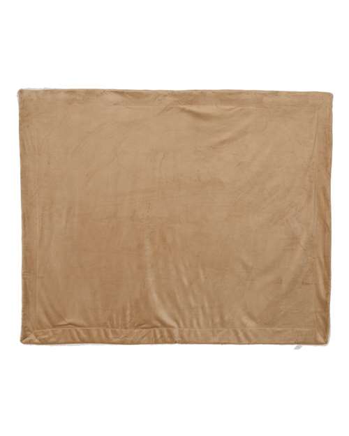 Micro Mink Sherpa Blanket - Camel Front