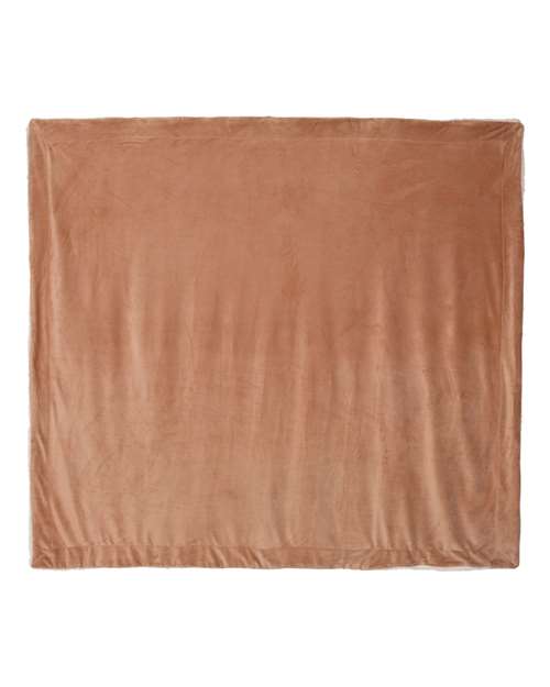 Oversized Mink Sherpa Blanket - Camel Front