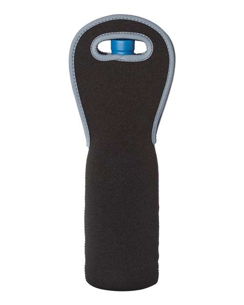 Insulated Neoprene Single Wine Tote - Black Front