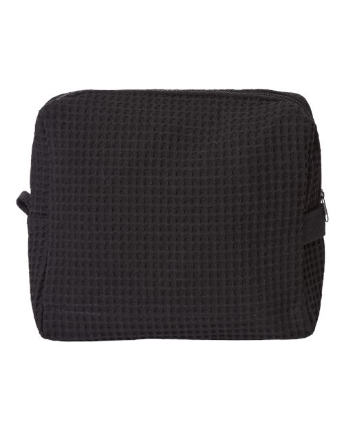 Tammy Waffle Weave Spa Bag - Black Front