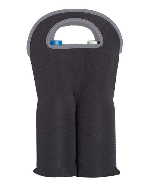Insulated Neoprene Double Wine Tote - Black Back