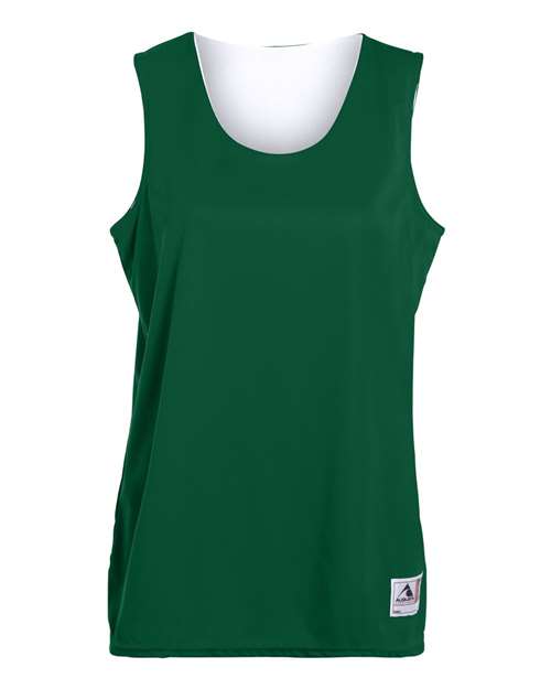 Women's Reversible Wicking Tank Top - Dark Green/ White Front