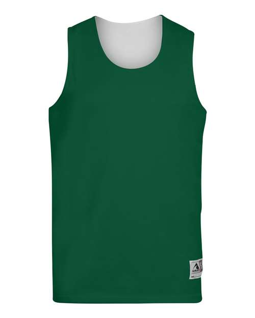 Youth Reversible Wicking Tank Top - Dark Green/ White Front