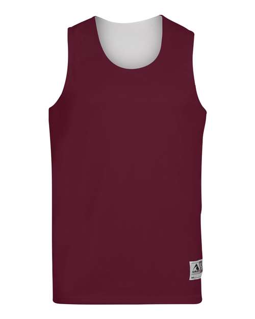 Youth Reversible Wicking Tank Top - Maroon/ White Front
