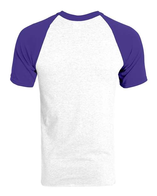 Unisex Raglan Baseball Jersey - White/ Purple Back