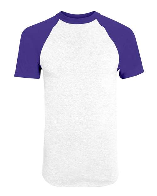 Unisex Raglan Baseball Jersey - White/ Purple Front
