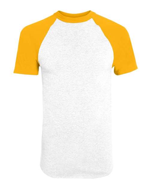 Youth Raglan Baseball Jersey - White/ Gold Front