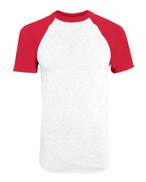 Youth Raglan Baseball Jersey - White/ Red Front