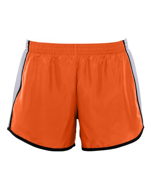 Women's Pulse Team Running Shorts - Orange/ White/ Black Front
