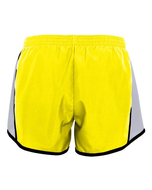 Women's Pulse Team Running Shorts - Power Yellow/ White/ Black Back