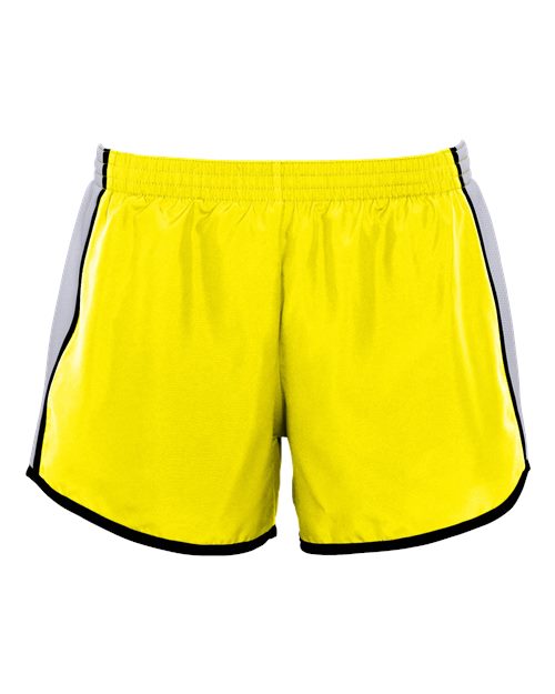 Women's Pulse Team Running Shorts - Power Yellow/ White/ Black Front