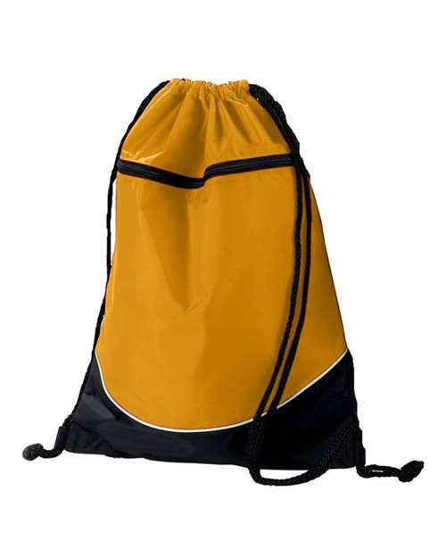 Tri-Color Drawstring Backpack - Gold/ Black/ White Front