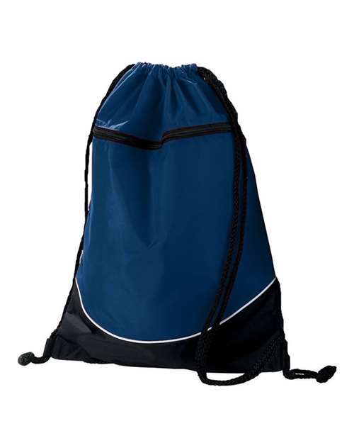 Tri-Color Drawstring Backpack - Navy/ Black/ White Front