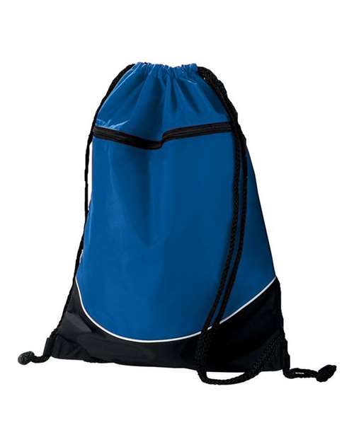 Tri-Color Drawstring Backpack - Royal/ Black/ White Front