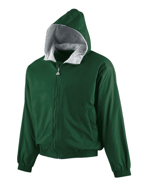 Youth Hooded Taffeta Jacket - Dark Green Front