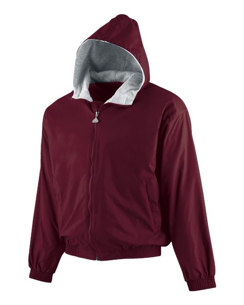 Youth Hooded Taffeta Jacket - Maroon Front