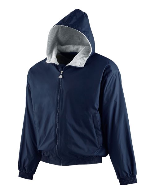Youth Hooded Taffeta Jacket - Navy Front