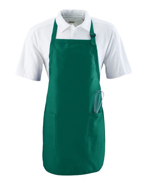 Full Length Apron with Pockets - Dark Green Front