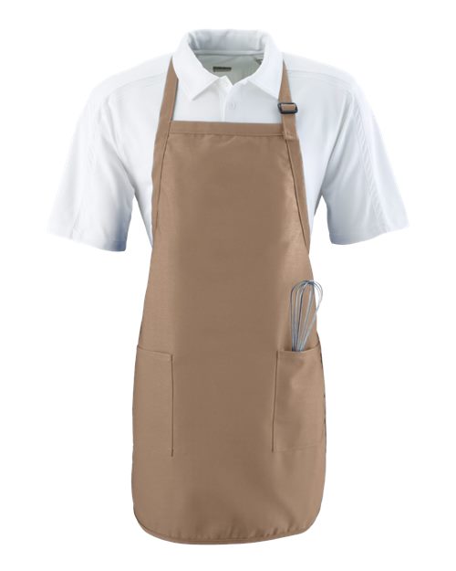 Full Length Apron with Pockets - Khaki Front