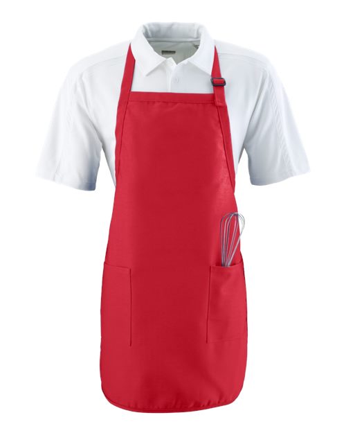 Full Length Apron with Pockets - Red Front