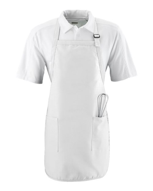 Full Length Apron with Pockets - White Front
