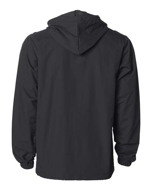 Men's Water-Resistant Hooded Windbreaker - Black/ Black Back