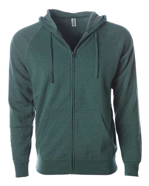 Unisex Special Blend Raglan Full-Zip Hooded Sweatshirt - Moss Front
